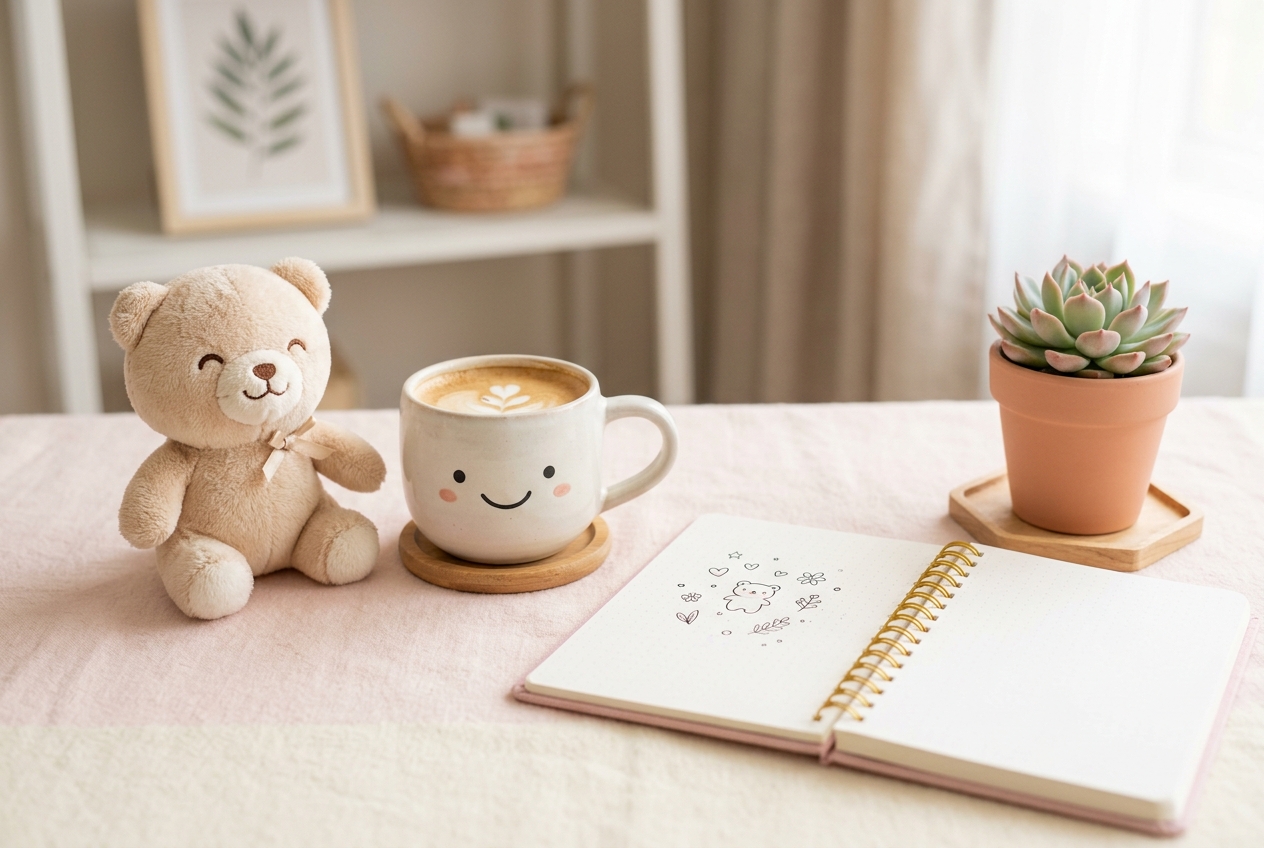 Cute plush teddy bear with flowers